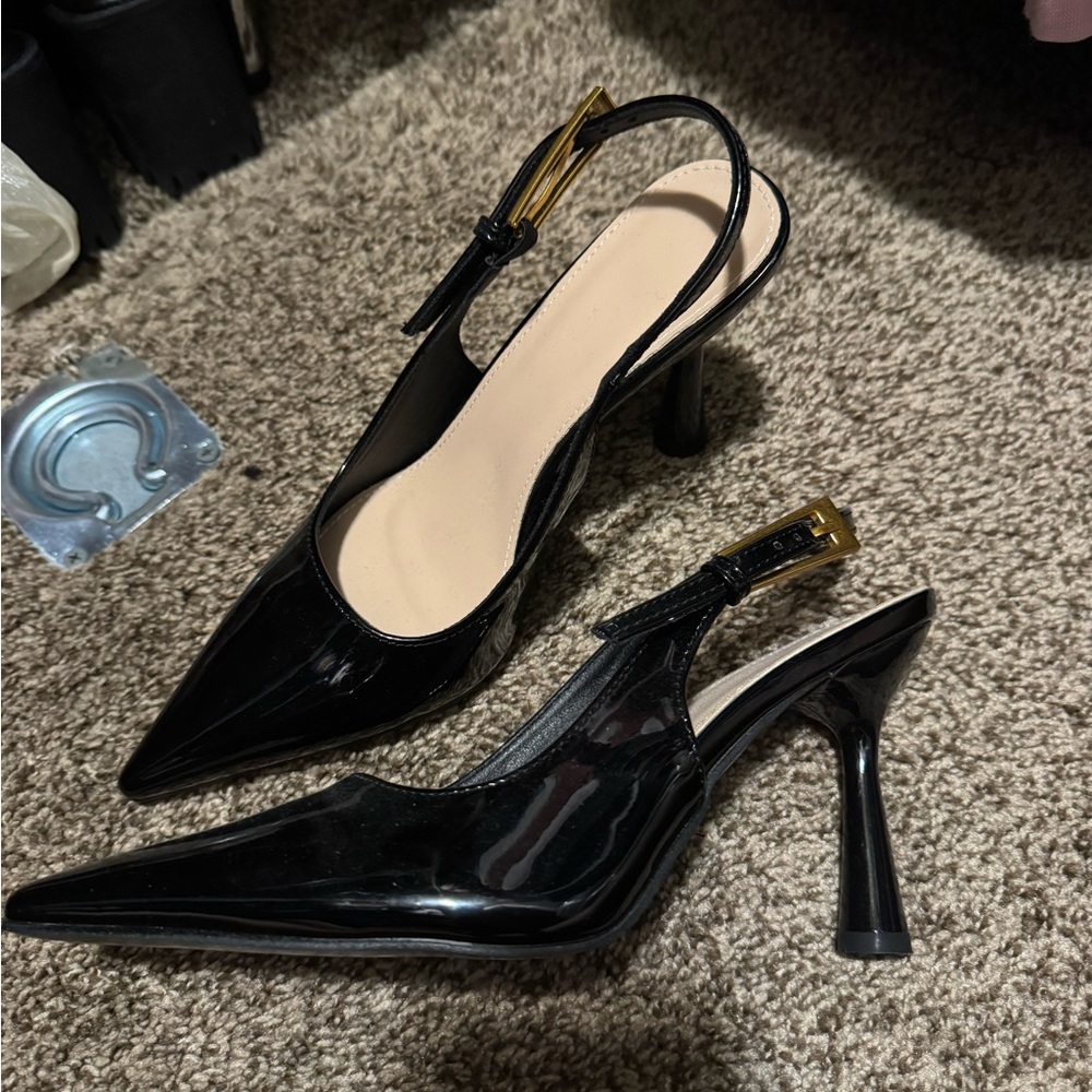 Elegant Black Slingback Heels
